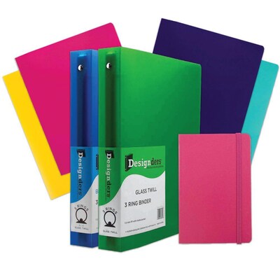 JAM Paper® Back To School Assortments, Pink, 4 Heavy Duty Folders, 2 1.5 Inch Binders & 1 Pink Journal, 7/Pack (CW15PASSRT)