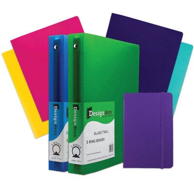 JAM Paper® Back To School Assortments, Purple, 4 Heavy Duty Folders, 2 1.5 Inch Binders & 1 Purple Journal, 7/Pack (CW15PRASSRT)