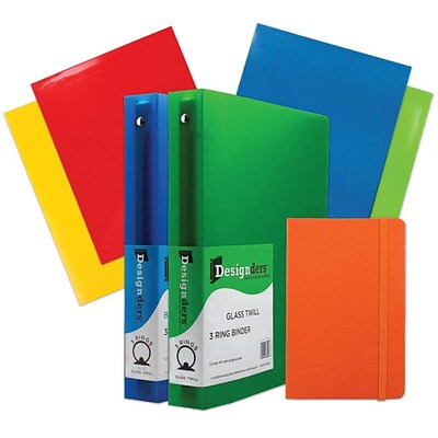 JAM Paper® Back To School Assortments, Orange, 4 Glossy Folders, 2 1.5 Inch Binders & 1 Orange Journal, 7/Pack (CWG15OASSRT)
