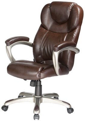 Comfort Products Granton Leather Executive Office Chair, Fixed Arms, Brown (60-5821)