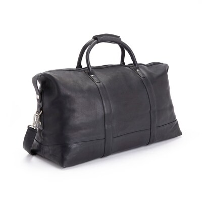 Royce Leather Travel Weekender Duffel Bag, Colombian Leather, Black (680-BLACK-VL)