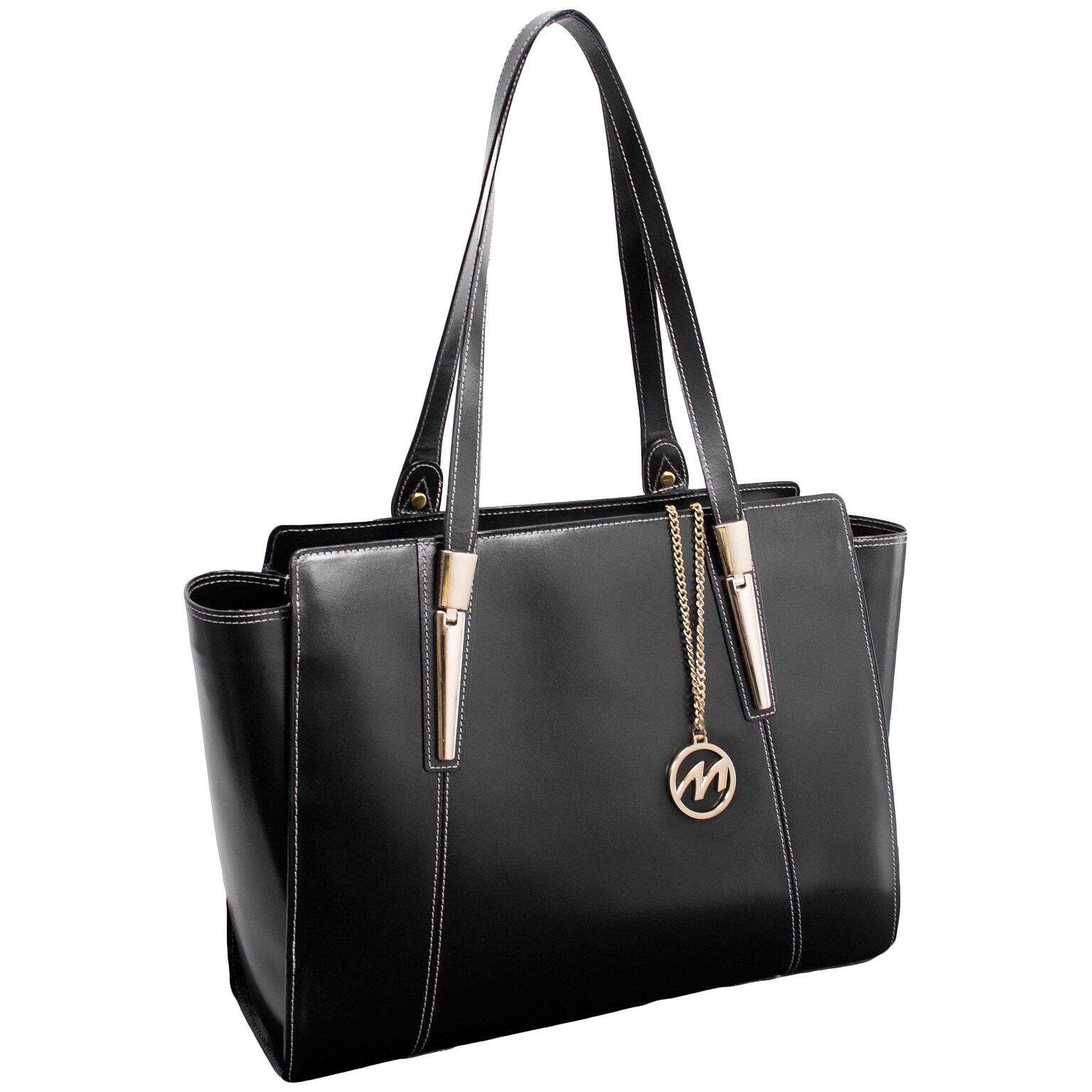 McKlein M Series, ALDORA, Genuine Cowhide Leather, Ladies Tote with Tablet Pocket, Black (97505)