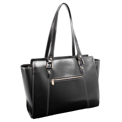 McKlein M Series, ALDORA, Genuine Cowhide Leather, Ladies' Tote with Tablet Pocket, Black (97505)