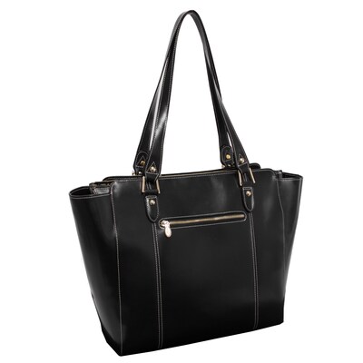 McKlein M Series, ALICIA, Genuine Cowhide Leather, Ladies' Tote with Tablet Pocket, Black (97515)