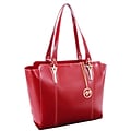 McKlein M Series ALICIA Genuine Leather Ladies Tote with Tablet Pocket, Red (97516)