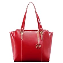 McKlein M Series ALICIA Genuine Leather Ladies Tote with Tablet Pocket, Red (97516)