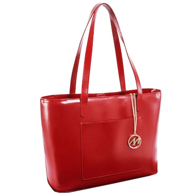 McKlein M Series, ALYSON, Genuine Cowhide Leather, Ladies Tote with Tablet Pocket, Red (97536)