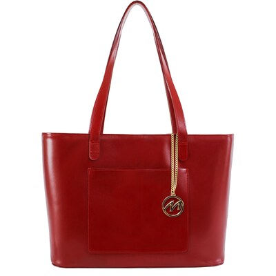 McKlein M Series, ALYSON, Genuine Cowhide Leather, Ladies Tote with Tablet Pocket, Red (97536)