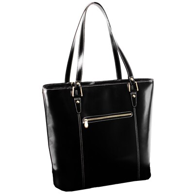 McKlein M Series, CRISTINA, Genuine Cowhide Leather, Ladies' Tote with Tablet Pocket, Black (97545)