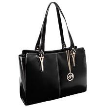 McKlein M Series, GLENNA, Genuine Cowhide Leather, Ladies Tote with Tablet Pocket, Black (97555)