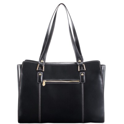 McKlein M Series, GLENNA, Genuine Cowhide Leather, Ladies' Tote with Tablet Pocket, Black (97555)