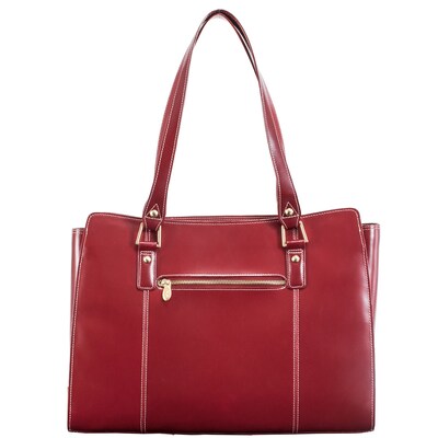 McKlein M Series, GLENNA, Genuine Cowhide Leather, Ladies' Tote with Tablet Pocket, Red (97556)