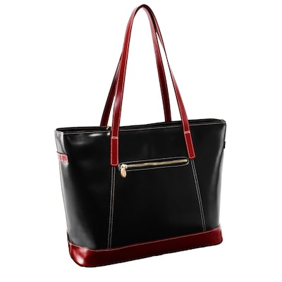 McKlein M Series Serafina Black Leather Tote with Tablet Pocket (97565)