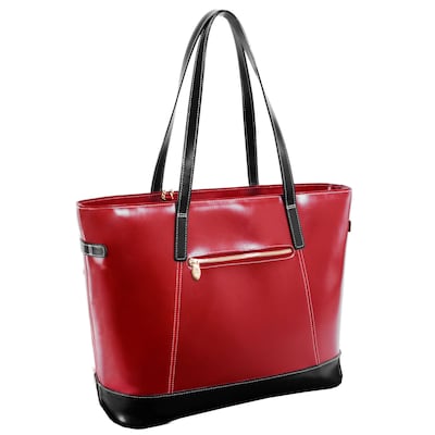 McKlein M Series Serafina Red Leather Tote with Tablet Pocket (97566)