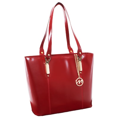 McKlein M Series, SAVARNA, Genuine Cowhide Leather, Ladies Tote with Tablet Pocket, Red (97576)