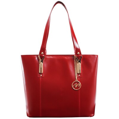 McKlein M Series, SAVARNA, Genuine Cowhide Leather, Ladies Tote with Tablet Pocket, Red (97576)