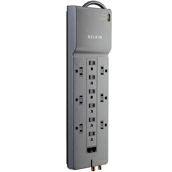 Belkin Home/office Surge Protector (12-outlet; 1-in/2-out Telephone/modem Protection; Rj45 & Coaxial Protection)