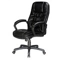 Comfort Products High-Back Bonded Leather Executive Chair, Fixed Arms, Black