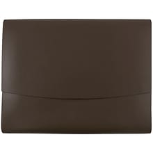 JAM Paper® Italian Leather Portfolios With Snap Closure, 10 1/2 x 13 x 3/4, Dark Brown, 12/Pack (223