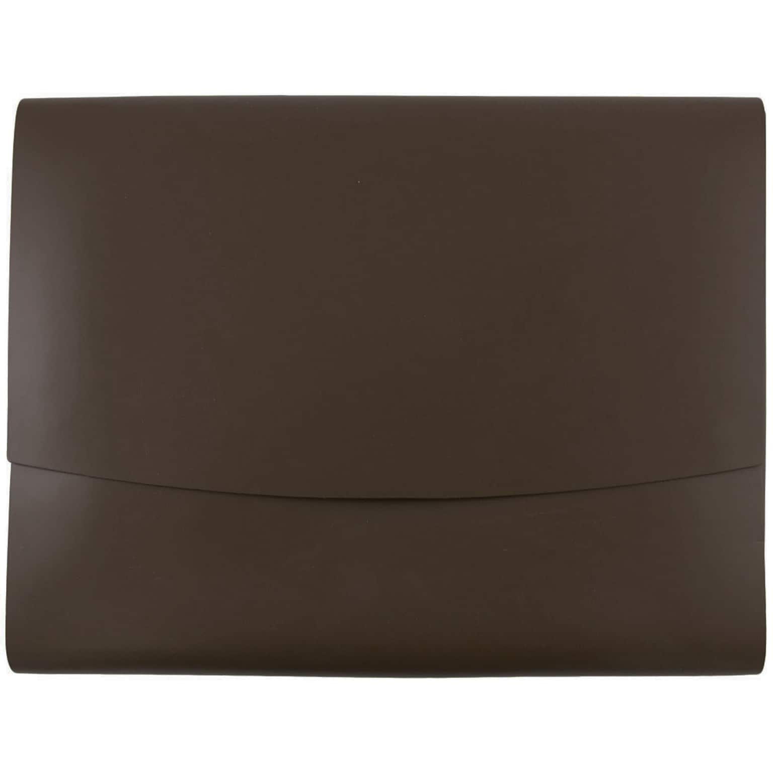 JAM Paper® Italian Leather Portfolio With Snap Closure, 10 1/2 x 13 x 3/4, Dark Brown, Sold Individually (2233317451)