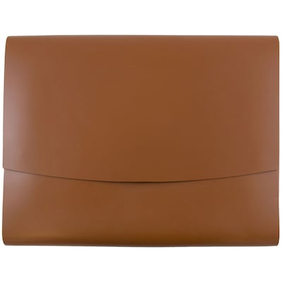 JAM Paper® Italian Leather Portfolios With Snap Closure, 10 1/2 x 13 x 3/4, Brown, 12/Pack (22333208