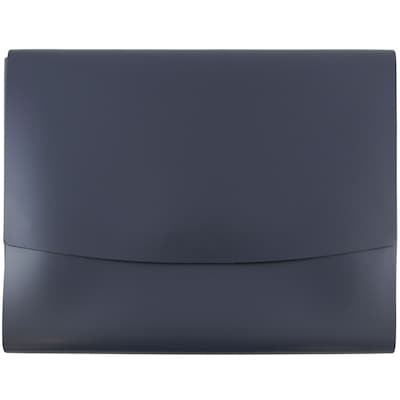 JAM Paper® Italian Leather Portfolio With Snap Closure, 10 1/2 x 13 x 3/4, Navy Blue, Sold Individua