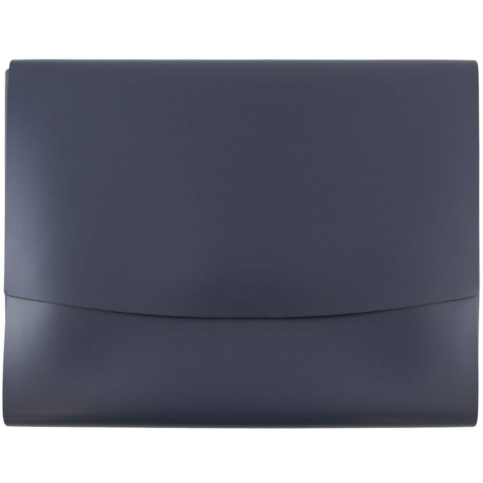 JAM Paper® Italian Leather Portfolios With Snap Closure, 10 1/2 x 13 x 3/4, Navy Blue, 12/Pack (2233320840B)