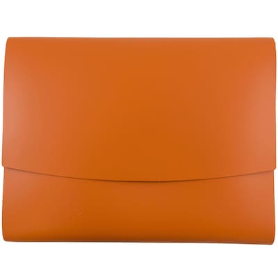JAM Paper® Italian Leather Portfolios With Snap Closure, 10 1/2 x 13 x 3/4, Orange, 12/Pack (2233320