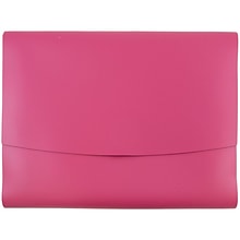 JAM Paper® Italian Leather Portfolio With Snap Closure, 10 1/2 x 13 x 3/4, Fuchsia Pink, Sold Indivi