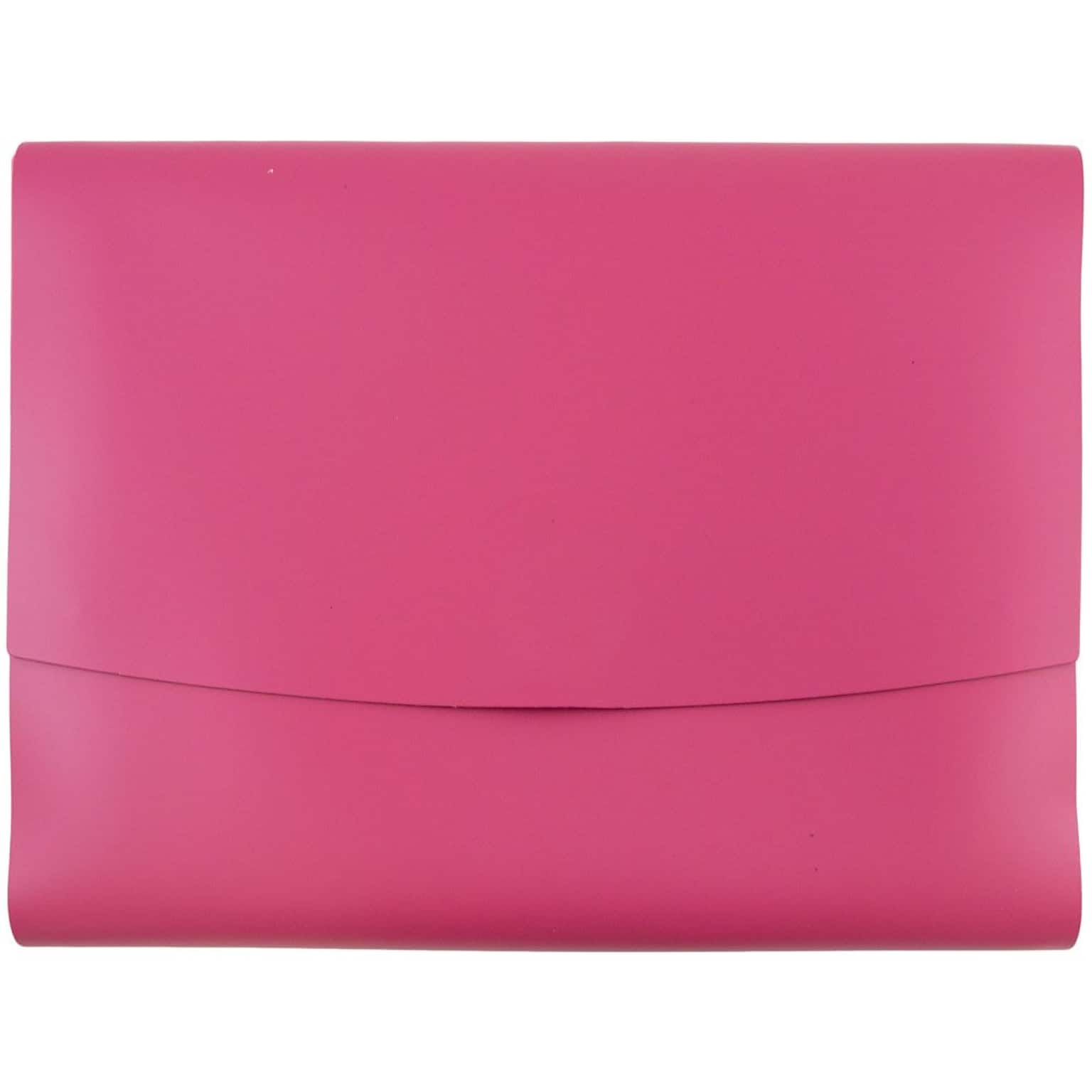 JAM Paper® Italian Leather Portfolio With Snap Closure, 10 1/2 x 13 x 3/4, Fuchsia Pink, Sold Individually (2233320839)