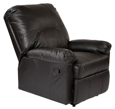 OSP Designs Kensington Metal, Wood, Leather & Foam Recliner, Black