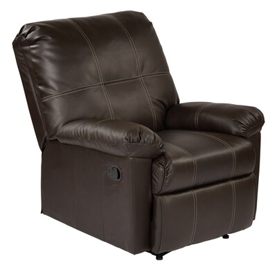 OSP Designs Kensington Metal, Wood, Leather & Foam Recliner, Espresso