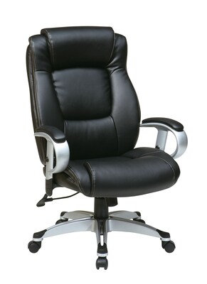 Office Star WorkSmart™ Eco Leather Executive Chair with Height Adjustable Padded Arm, Black