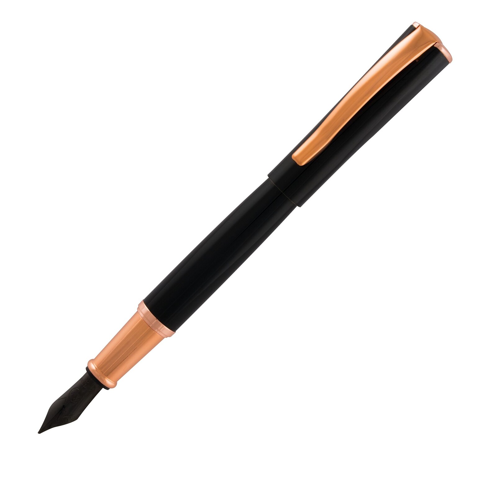 Monteverde Impressa Fountain Pen, Fine Nib, Black with Rose Gold (MV29862)