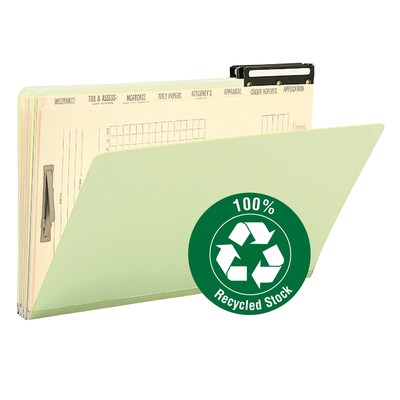 Smead Recycled Heavy Duty Pressboard Classification Folder, 1 Expansion, Legal Size, Gray/Green, 10/Box (78208)