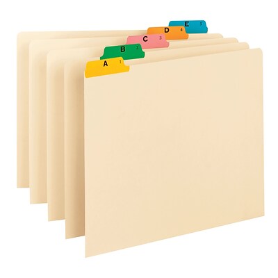 smead® 5-tab filing guides, multi-colored fused poly tab (a-z