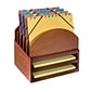 Bindertek Stacking Wood Desk Stackable Step Up File & 2 Tray Kit, Cherry (WK2-CH)