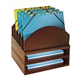Bindertek Stacking Wood Desk Step Up File & Stackable 2 Tray Kit, Mahogany (WK2-MA)