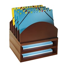 Bindertek Stacking Wood Desk Step Up File & Stackable 2 Tray Kit, Mahogany (WK2-MA)