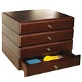 Bindertek Stacking Wood Desk Organizers, 4 Supply Drawer Kit, Mahogany (WK7-MA)