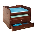 Bindertek Stackable Wood Desk Stackable 2 letter Tray & 2 Drawer Kit, Mahogany (WK8-MA)