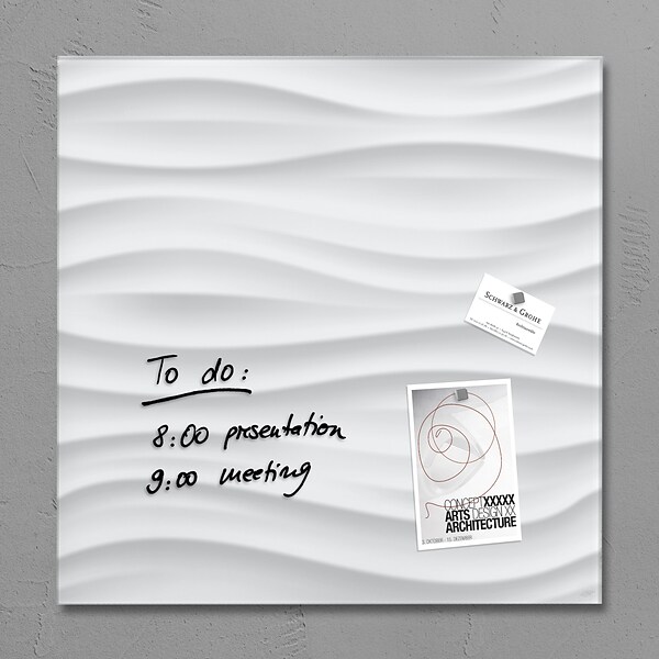 Sigel 19 x 19 Contemporary Magnetic Glass Board, White Wave (SGBOARD19-WW)
