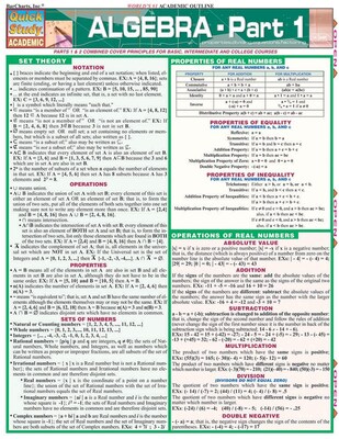 QuickStudy Laminated Algebra Reference Set, 8.5 x 11 (9781423215882)