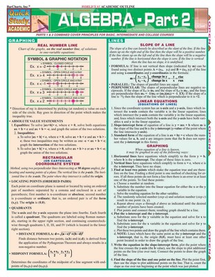 QuickStudy Laminated Algebra Reference Set, 8.5" x 11" (9781423215882)