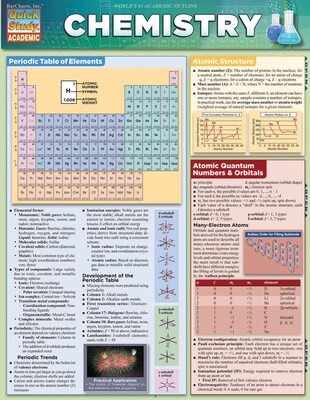 QuickStudy Chemistry Nonmagnetic Charts, 8.5 x 11, 3/Pack (9781423230298)