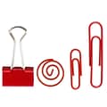 JAM Paper® Colored Office Clip Assortment Pack, Red, 1 Binder Clips 1 Paperclips 1 Circular Cloops,