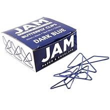 JAM Paper® Colorful Butterfly Paper Clips, Dark Blue Paperclips, 15/Pack (332BYBU)