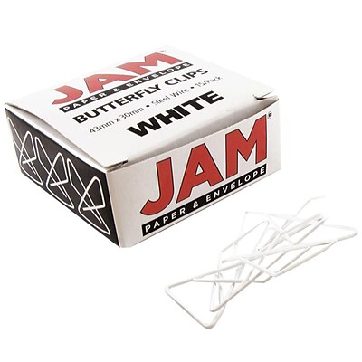JAM Paper® Butterfly Paper Clips, White Paperclips, 15/pack (332BYWH)