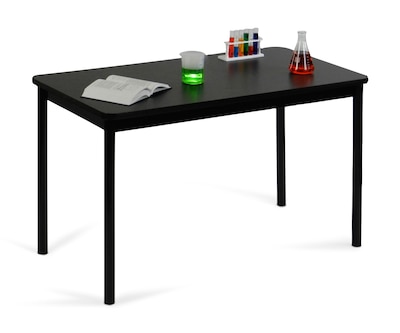 Correll, Inc. 48 Rectangular Shape High-Pressure Laminate Top Lab Table, Black Granite with Black F