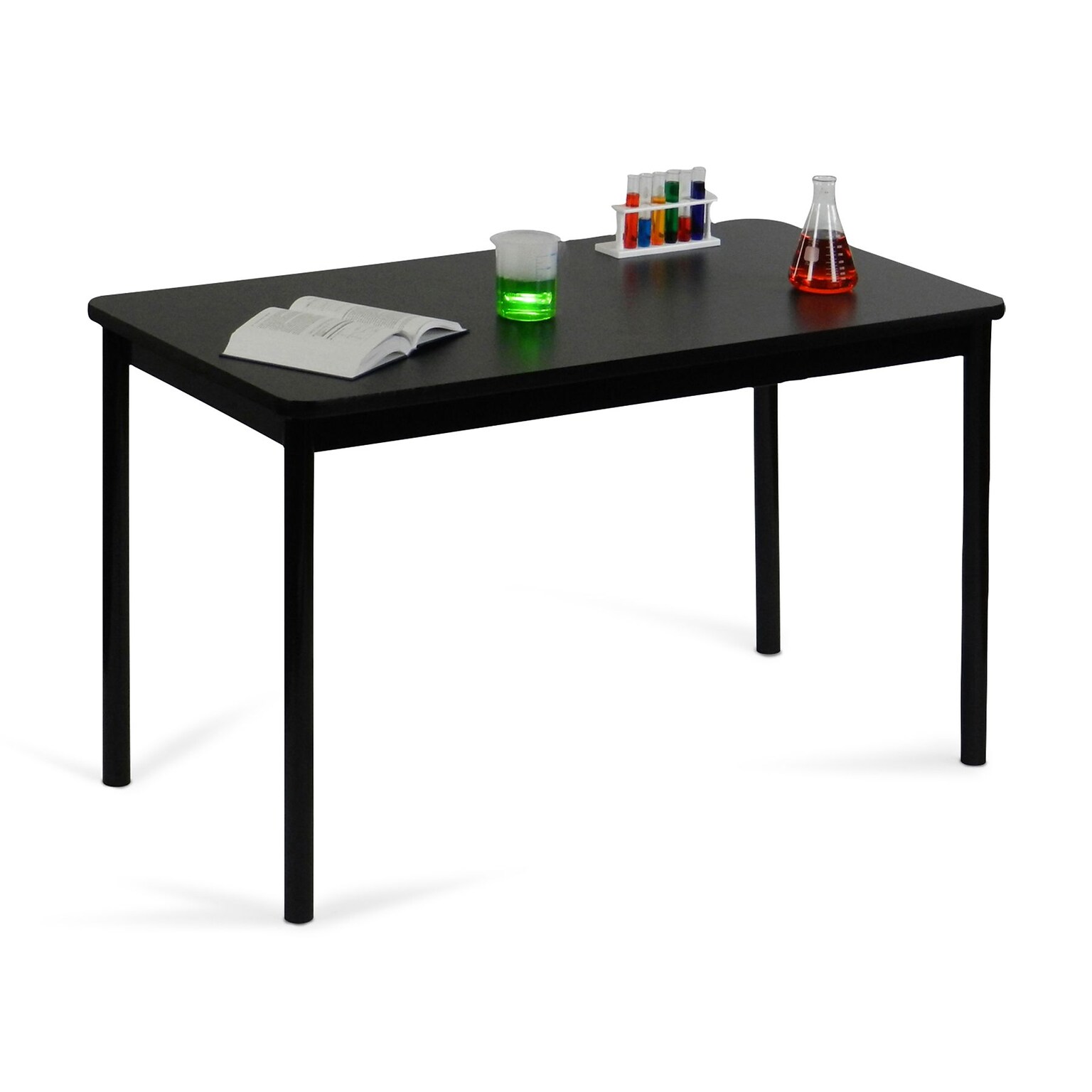 Correll, Inc. 72 Rectangular Shape High-Pressure Laminate Top Lab Table, Black Granite with Black Frame (LT3672)